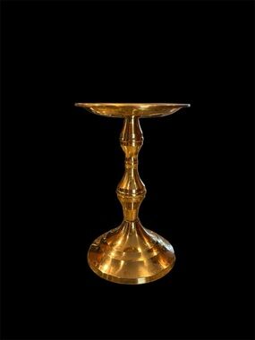 Vintage Hosley Brass Candle Holder 5.75” Tall and 3.5” Diameter